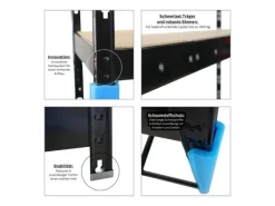 PROREGAL Regale Schwarz|Schwerlastregal^Garagenregal HERCULES Platzsparend Unterfahrbar HxBxT 180x240x50cm 2 Lagerebenen Fachlast 300kg Schwarz Lagerregal Schwerlastregal