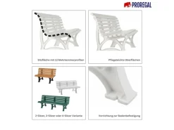 PROREGAL Sitzbänke^Gartenbank Jamaika 3 Sitzer HxBxT 80 x 150 x 64cm Witterungskunststoff & UV Beständiger Kunststoff Parkbank Sitzbank