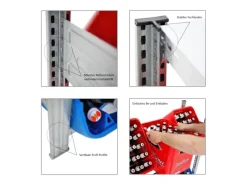 PROREGAL Getränkekisten- & Reifenregal Chiemsee Tire Made in Germany HxBxT 200 x 136 x 43,5 cm 4 Kisten auf 1 Ebene & 4 Reifen & 2 Boards Verzinkt