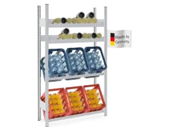 PROREGAL Flaschenregale^Getränkekisten- & Weinregal Chiemsee Vino HxBxT 175 x 106 x 33,5 cm 6 Kisten auf 2 Ebenen & 38 Flaschen auf 2 Ebenen Lichtgrau