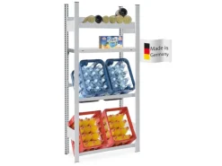 PROREGAL Getränkekisten- & Weinregal Chiemsee Vino HxBxT 175 x 81 x 33,5 cm 4 Kisten auf 2 Ebenen & 13 Flaschen auf 1 Ebene & Board Lichtgrau