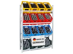 PROREGAL Kellerregale^Getränkekistenregal Getränkeregal Chiemsee Made in Germany HxBxT 185 x 136 x 34 cm 16 Kisten auf 4 Ebenen Verzinkt