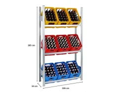 PROREGAL Flaschenregale^Getränkekistenregal Getränkeregal Chiemsee Made in Germany HxBxT 185 x 106 x 34 cm 9 Kisten auf 3 Ebenen Verzinkt