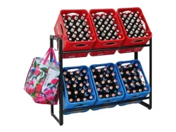 PROREGAL Getränkekistenregal KÖNIGSSEE PLUS inkl. 2 Haken & 6 Auflageträger HxBxT 84 x 104 x 33 cm Für 6 Kisten