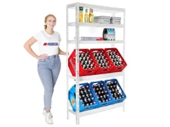 PROREGAL Regal Weiß^Getränkekistenregal Bodensee HxBxT 180 x 100 x 30 cm 6 Kisten und 3 Boards Weiss