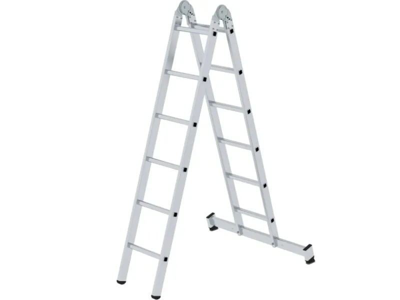 PROREGAL Klapptritte^Klappleiter 2-Teilig mit Traverse 2 x 6 Sprossen