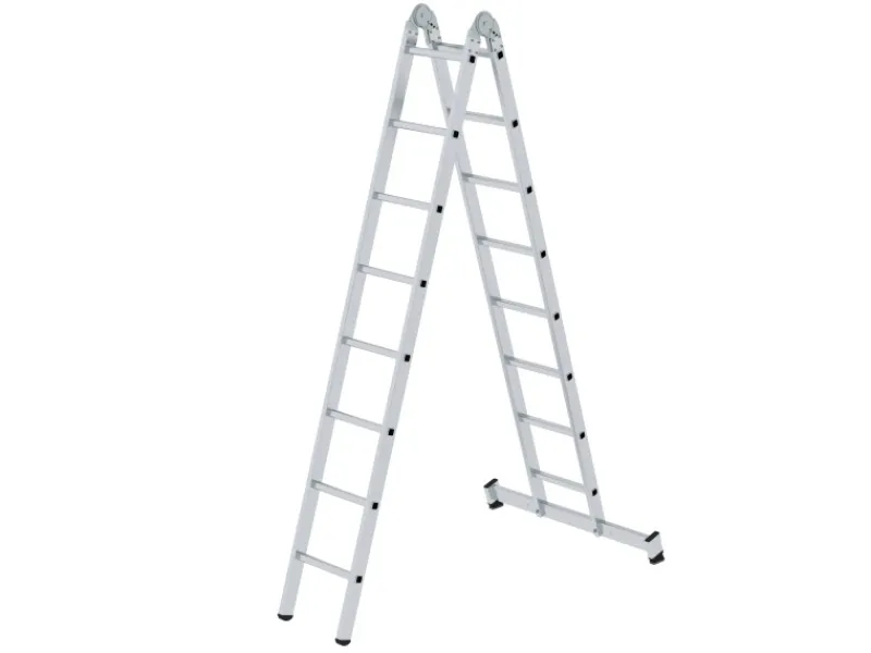 PROREGAL Klapptritte^Klappleiter 2-Teilig mit Traverse 2 x 8 Sprossen