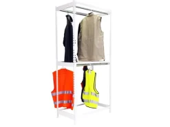 PROREGAL Metallregale^Kleiderstangenregal Metal Doppel HxBxT 250 x 120 x 75 cm Weiß Kleiderständer Garderobe Klamottenregal Stangenregal Regal