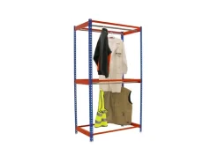 PROREGAL Garderoben^Kleiderstangenregal Metal Doppel HxBxT 200 x 90 x 75 cm Blau/Orange Kleiderständer Garderobe Klamottenregal Stangenregal Regal