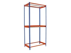 PROREGAL Garderoben^Kleiderstangenregal Metal Doppel HxBxT 200 x 90 x 75 cm Blau/Orange Kleiderständer Garderobe Klamottenregal Stangenregal Regal