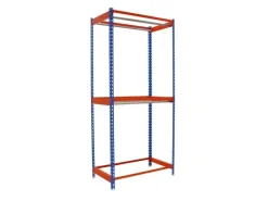 PROREGAL Garderoben^Kleiderstangenregal Metal Doppel HxBxT 250 x 90 x 75 cm Blau/Orange Kleiderständer Garderobe Klamottenregal Stangenregal Regal