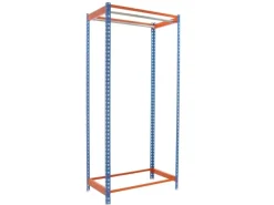 PROREGAL Kleiderstangenregal Metal Einzel HxBxT 200 x 90 x 50 cm Blau/Orange Kleiderständer Garderobe Klamottenregal Stangenregal Regal