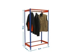 PROREGAL Kleiderstangenregal Metal Einzel HxBxT 150 x 90 x 50 cm Blau/Orange Kleiderständer Garderobe Klamottenregal Stangenregal Regal