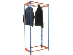 PROREGAL Garderoben^Kleiderstangenregal Metal Einzel HxBxT 250 x 120 x 50 cm Blau/Orange Kleiderständer Garderobe Klamottenregal Stangenregal Regal