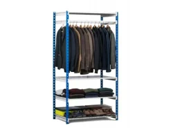 PROREGAL Kleiderständer Maximus H x B x H 200 x 125 x 60 cm 4 Fachboden 1 Kleiderstange Lichtgrau