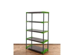 PROREGAL Kunststoffregal Grey Bear Tall HxBxT 180 x 110 x 46 cm Fachlast 120 kg Grau/Grün