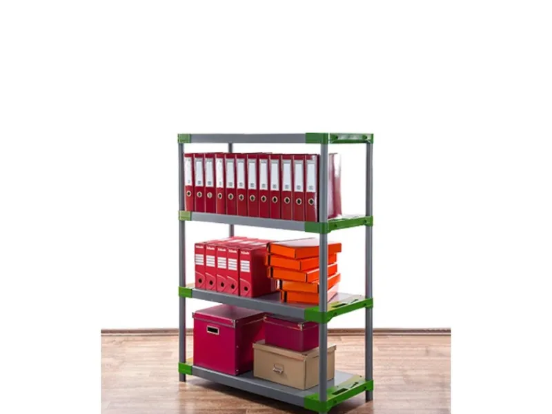 PROREGAL Kunststoffregale^Kunststoffregal Grey Bear Low HxBxT 138 x 90 x 46 cm Fachlast 120 kg Grau/Grün