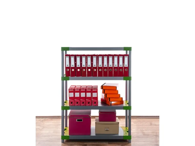 PROREGAL Kunststoffregale^Kunststoffregal Grey Bear Low HxBxT 138 x 90 x 46 cm Fachlast 120 kg Grau/Grün