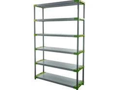 PROREGAL Kunststoffregal Grey Bear Extra-Tall HxBxT 220 x 140 x 46 cm Fachlast 70 kg Grau/Grün