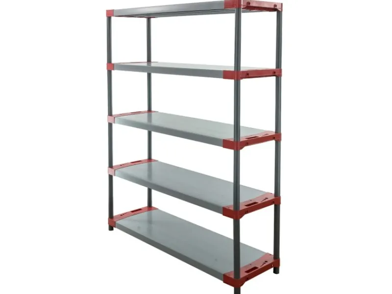 PROREGAL Kunststoffregal Big Grey Bear Tall HxBxT 180 x 150 x 46 cm Fachlast 120 kg Grau/Rot