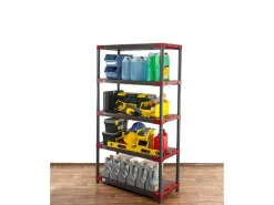 PROREGAL Kunststoffregal Grey Bear Tall HxBxT 180 x 100 x 46 cm Fachlast 120 kg Grau/Rot