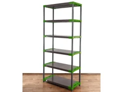 PROREGAL Kunststoffregal Grey Bear Extra-Tall HxBxT 220 x 110 x 46 cm Fachlast 120 kg Grau/Grün