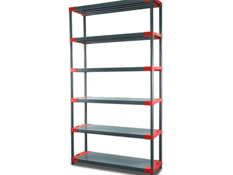 PROREGAL Kunststoffregal Big Grey Bear Extra-Tall HxBxT 220 x 100 x 46 cm Fachlast 160 kg Grau/Rot