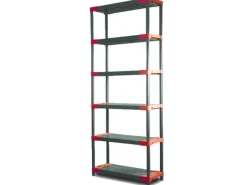 PROREGAL Kunststoffregale^Kunststoffregal Big Grey Bear Extra-Tall HxBxT 220 x 80 x 46 cm Fachlast 160 kg Grau/Rot