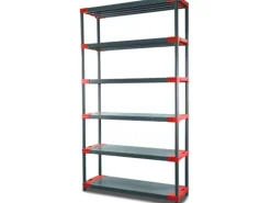 PROREGAL Kunststoffregale^Kunststoffregal Grey Bear Extra-Tall HxBxT 220 x 110 x 46 cm Fachlast 120 kg Grau/Rot