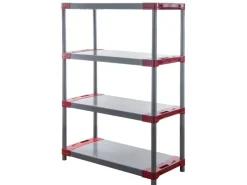 PROREGAL Kunststoffregale^Kunststoffregal Grey Bear Low HxBxT 138 x 100 x 46 cm Fachlast 120 kg Grau/Rot