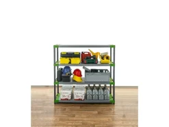 PROREGAL Kunststoffregale^Kunststoffregal Grey Bear Low HxBxT 138 x 130 x 46 cm Fachlast 70 kg Grau/Grün