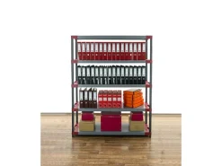 PROREGAL Kunststoffregale^Kunststoffregal Grey Bear Tall HxBxT 180 x 140 x 46 cm Fachlast 70 kg Grau/Rot