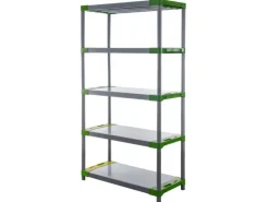 PROREGAL Kunststoffregal Grey Bear Tall HxBxT 180 x 120 x 46 cm Fachlast 120 kg Grau/Grün