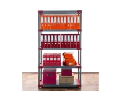 PROREGAL Kunststoffregale^Kunststoffregal Big Grey Bear Tall HxBxT 180 x 90 x 46 cm Fachlast 160 kg Grau/Rot