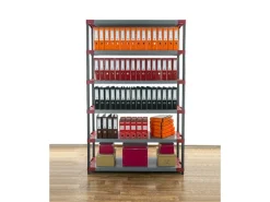 PROREGAL Kunststoffregale^Kunststoffregal Big Grey Bear Extra-Tall HxBxT 220 x 130 x 46 cm Fachlast 120 kg Grau/Rot