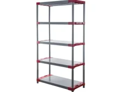 PROREGAL Kunststoffregale^Kunststoffregal Big Grey Bear Tall HxBxT 180 x 110 x 46 cm Fachlast 160 kg Grau/Rot