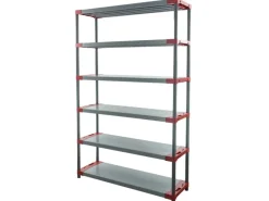 PROREGAL Kunststoffregale^Kunststoffregal Grey Bear Extra-Tall HxBxT 220 x 130 x 46 cm Fachlast 70 kg Grau/Rot