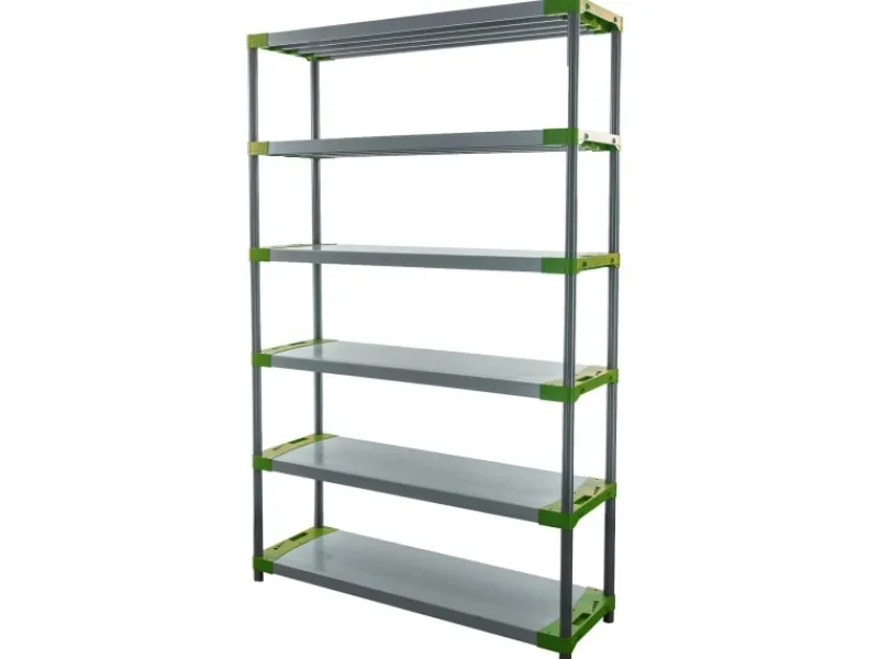 PROREGAL Kunststoffregale^Kunststoffregal Grey Bear Extra-Tall HxBxT 220 x 130 x 46 cm Fachlast 70 kg Grau/Grün