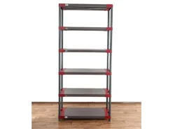 PROREGAL Kunststoffregal Grey Bear Extra-Tall HxBxT 220 x 100 x 46 cm Fachlast 120 kg Grau/Rot