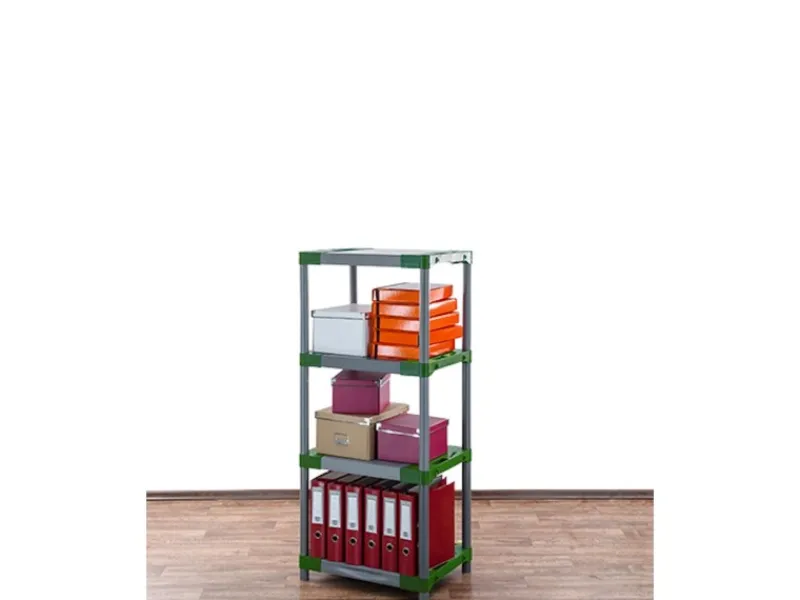 PROREGAL Kunststoffregale^Kunststoffregal Grey Bear Low HxBxT 138 x 70 x 46 cm Fachlast 120 kg Grau/Grün