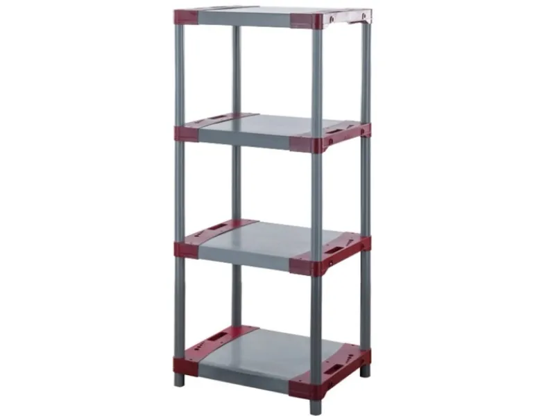 PROREGAL Kunststoffregal Grey Bear Low HxBxT 138 x 70 x 46 cm Fachlast 120 kg Grau/Rot