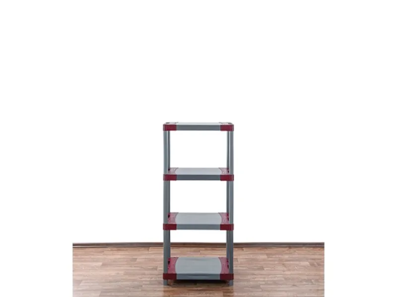 PROREGAL Kunststoffregal Grey Bear Low HxBxT 138 x 70 x 46 cm Fachlast 120 kg Grau/Rot