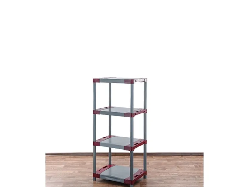 PROREGAL Kunststoffregal Grey Bear Low HxBxT 138 x 70 x 46 cm Fachlast 120 kg Grau/Rot