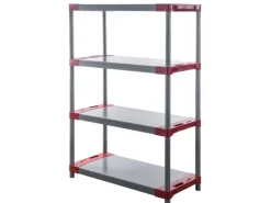 PROREGAL Kunststoffregal Grey Bear Low HxBxT 138 x 80 x 46 cm Fachlast 120 kg Grau/Rot