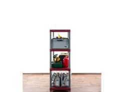 PROREGAL Kunststoffregal Grey Bear Low HxBxT 138 x 80 x 46 cm Fachlast 120 kg Grau/Rot