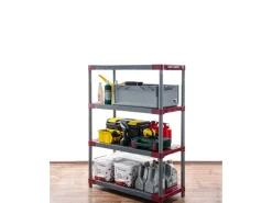 PROREGAL Kunststoffregale^Kunststoffregal Grey Bear Low HxBxT 138 x 90 x 46 cm Fachlast 120 kg Grau/Rot