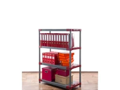 PROREGAL Kunststoffregale^Kunststoffregal Grey Bear Low HxBxT 138 x 90 x 46 cm Fachlast 120 kg Grau/Rot