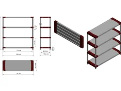 PROREGAL Kunststoffregal Big Grey Bear Low HxBxT 138 x 130 x 46 cm Fachlast 120 kg Grau/Rot