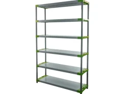 PROREGAL Kunststoffregal Big Grey Bear Extra-Tall HxBxT 220 x 150 x 46 cm Fachlast 120 kg Grau/Grün