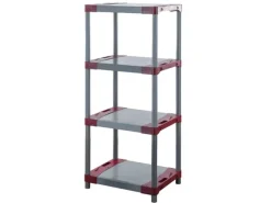 PROREGAL Kunststoffregale^Kunststoffregal Grey Bear Low HxBxT 138 x 60 x 46 cm Fachlast 120 kg Grau/Rot